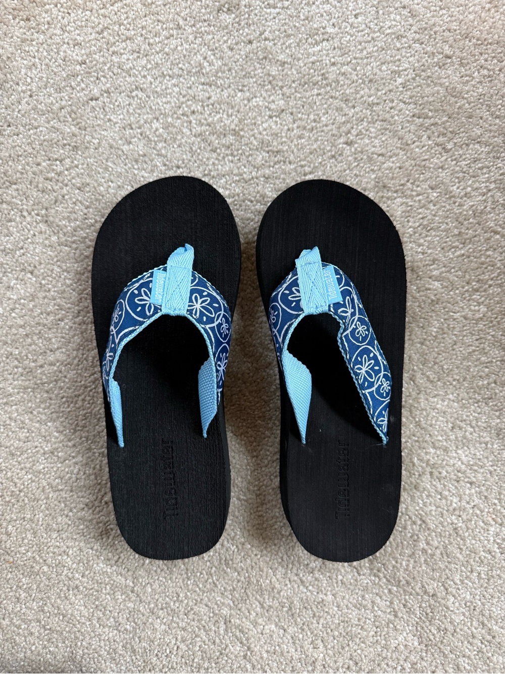 Tidewater Blue Patterned Women's Flip Flop Sandals - Lightweight Comfort